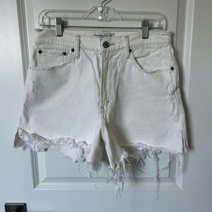 Abercrombie Frayed Hem White Jean Shorts, White Sz 29